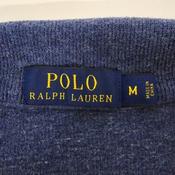 Polo Ralph Lauren 1/4 Quarter Zip AND Button Mockneck Sweater M Blue Red Pony - Picture 14 of 15
